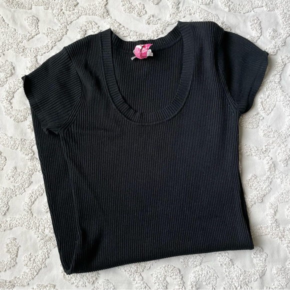 Y2K Black Ribbed Stretchy Dress small - Picture 8 of 9